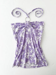 Pastel Purple with White Prints Halter 1