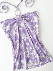 Pastel Purple with White Prints Halter 2