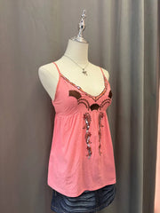 Peach Pink Embroidered Babydoll Cami 2