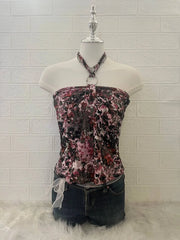 Pink and Green Reorked Halter (2-way) 1