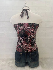 Pink and Green Reorked Halter (2-way) 2