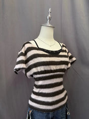 Pink Brown Stripe Off Shoulder 2