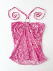 Pink Cheetah Print Sheer Halter 1