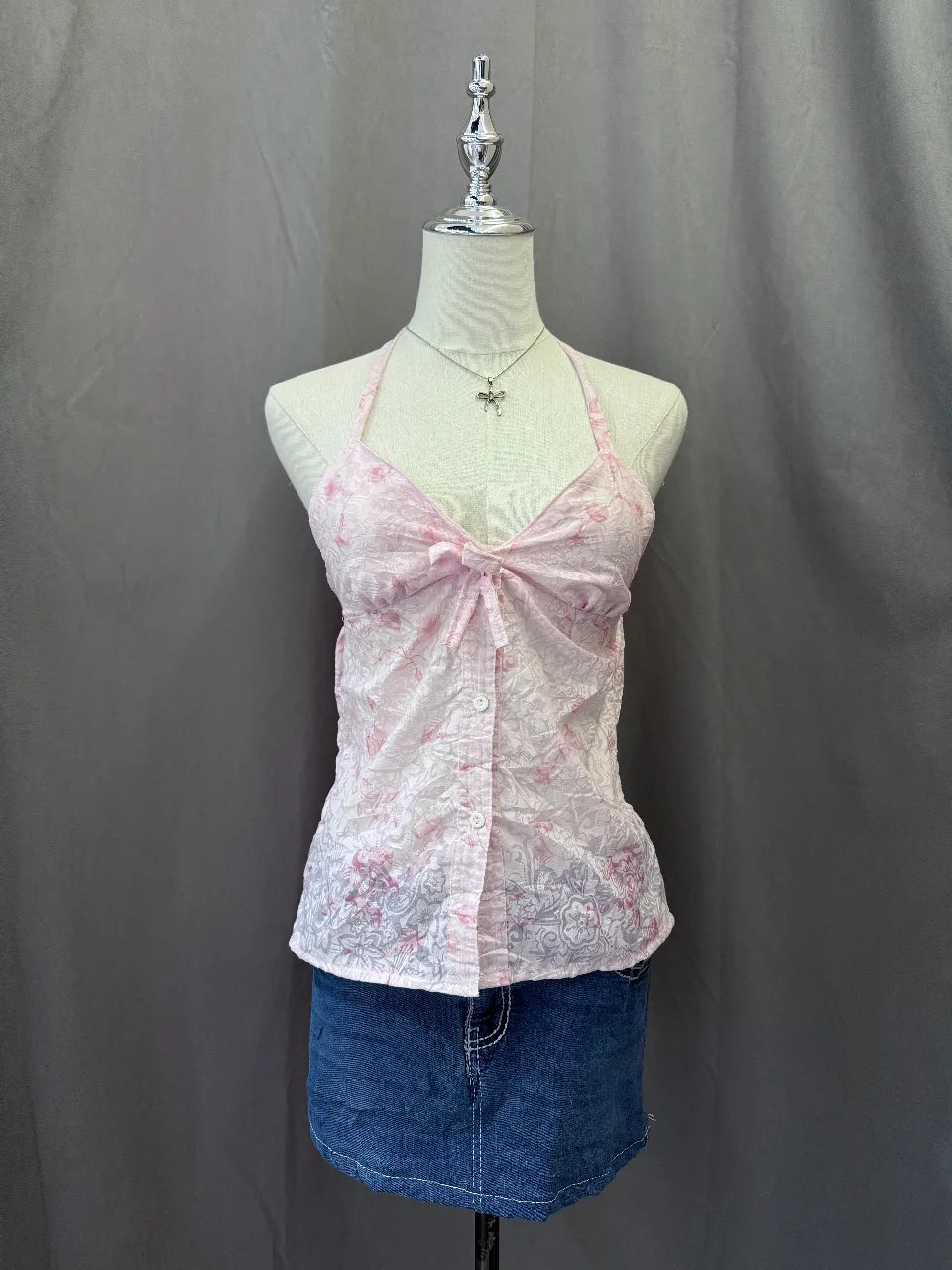 Pink Floral Halter Top 1