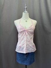 Pink Floral Halter Top 1