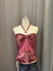 Pink Floral Reworked Halter (2-way) 1