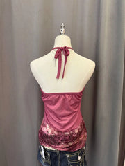 Pink Floral Reworked Halter (2-way) 3