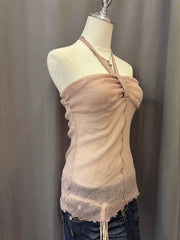 Pink Glittery Sheer Reworked Halter 2