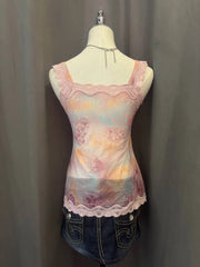 Pink Printed Lace Cami 3