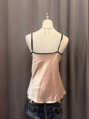 Pink Satin Cami with Black Details 3