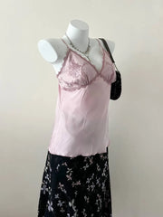 Pink Satin Mesh Embroidered Bust Cami 2