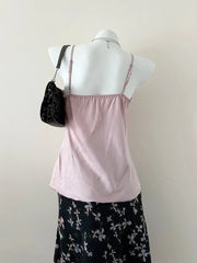 Pink Satin Mesh Embroidered Bust Cami 3