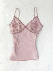 Pink Satin Mesh Embroidered Bust Cami 4