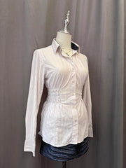 Pink Striped Reworked Long Sleeve Blouse 2