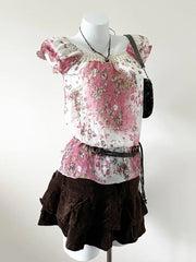 Pink Watercolor Floral Loose Fit Blouse 2