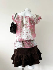 Pink Watercolor Floral Loose Fit Blouse 3