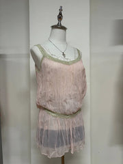 Pink with Green Lace Camis 2