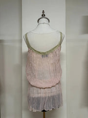 Pink with Green Lace Camis 3