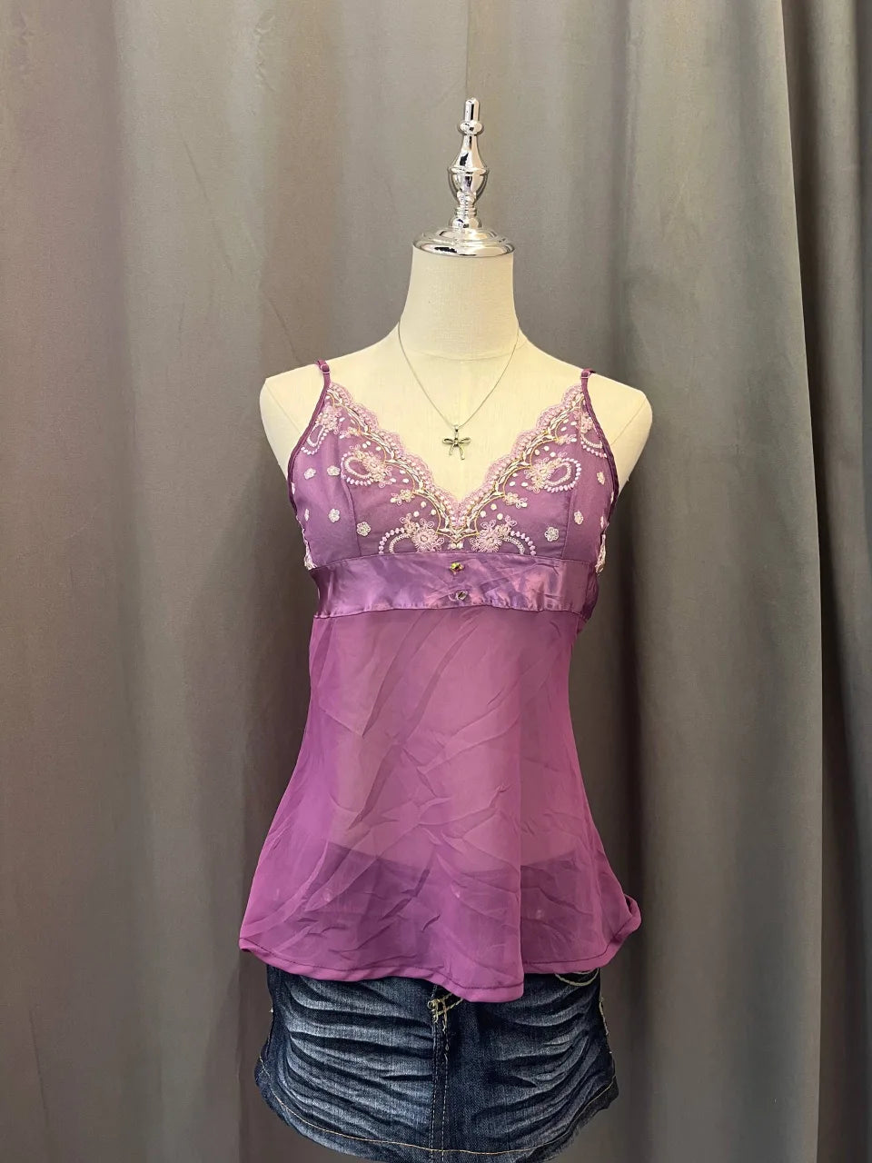 Purple Embroidered Cami 1