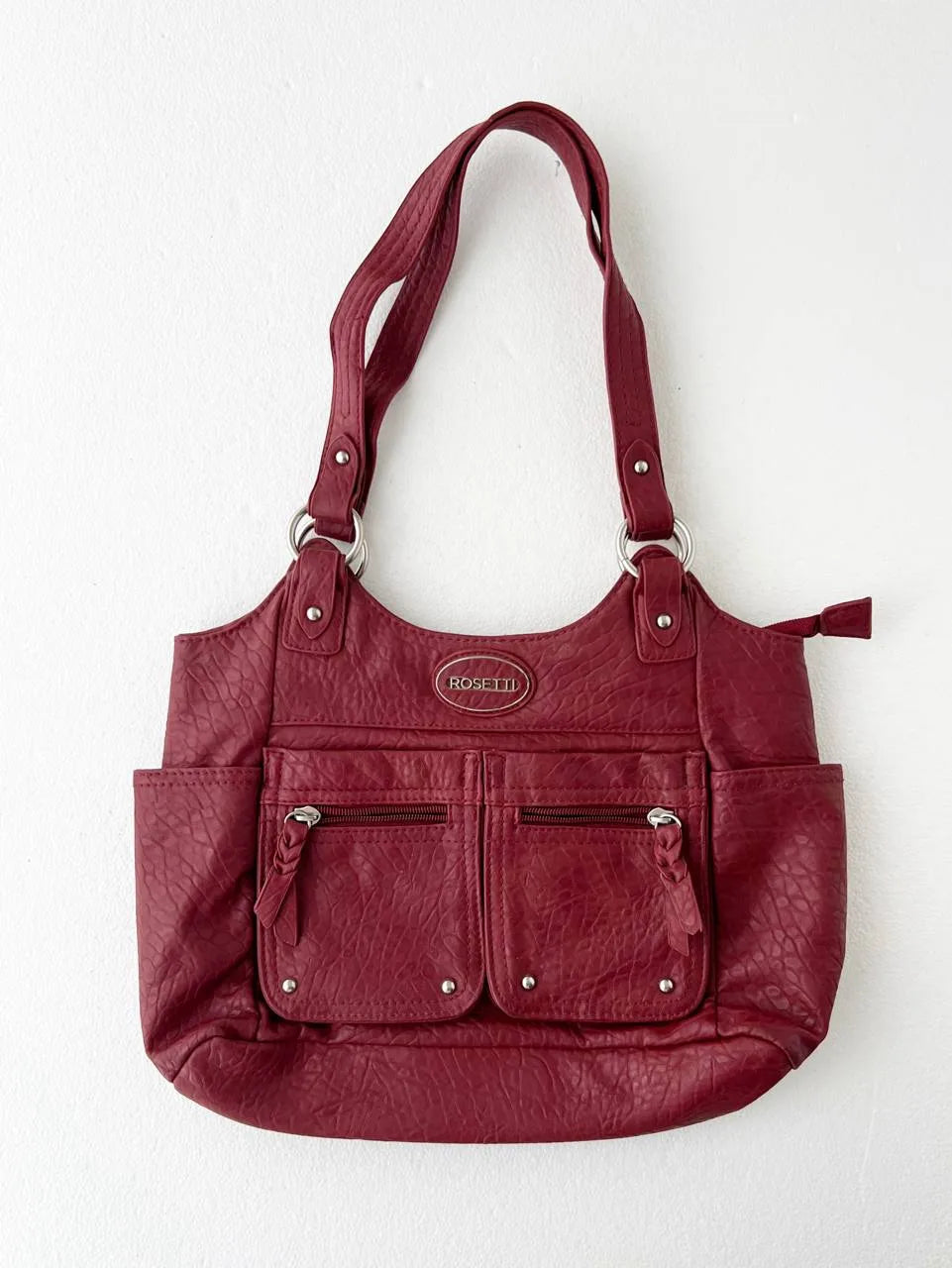 Red Braided Leather Shoulder Bag 1