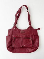 Red Braided Leather Shoulder Bag 1