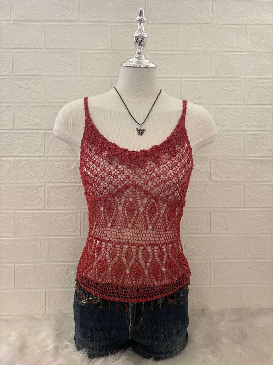Red Crochet Layering Cami 1