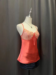Red Embroidered Satin Cami 2