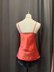 Red Embroidered Satin Cami 3
