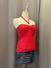 Red Lace Reworked Halter 2