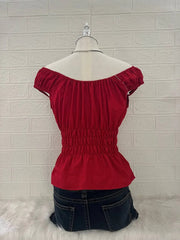Red Milkmaid Reworked Blouse 2