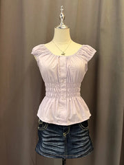 Reworked Milkmaid Blouse (Pastel Purple) 1