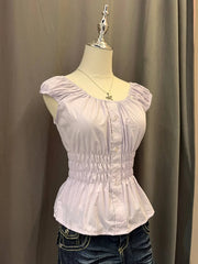 Reworked Milkmaid Blouse (Pastel Purple) 2