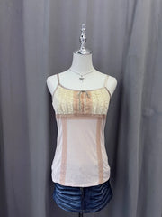Rose Pink and Beige with Ruffle Bust Cami 1
