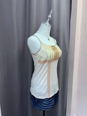 Rose Pink and Beige with Ruffle Bust Cami 2