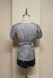Slate Blue Puff Sleeve Blouse 3