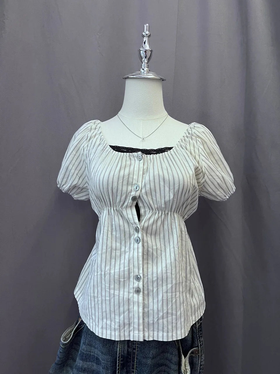 Stripe Babydoll Blouse 1