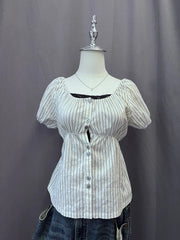Stripe Babydoll Blouse 1
