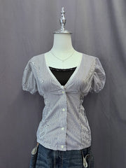 Stripe Babydoll Blouse 1