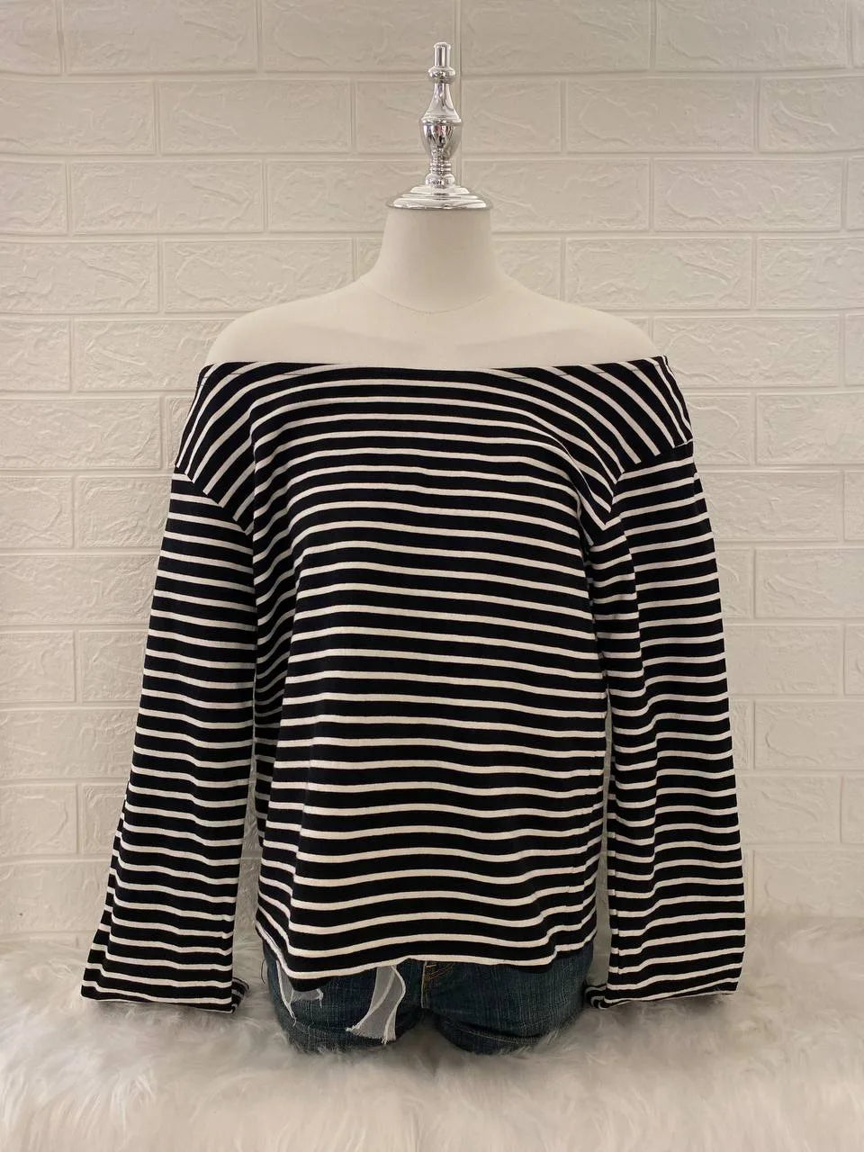 Stripe Off Shoulder Top 1