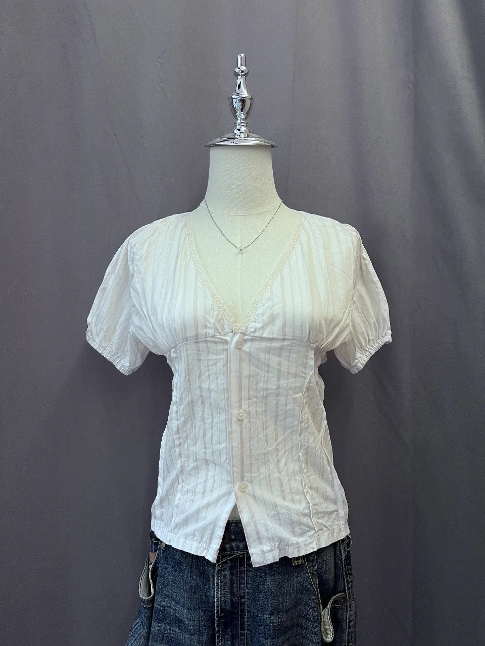 Stripe V-neck Blouse 1