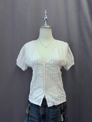 Stripe V-neck Blouse 1