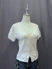 Stripe V-neck Blouse 2