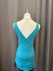 Teal Blue V Neck Overlay Tank 3