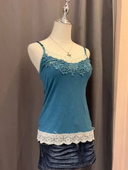 Teal Crochet Lace Applique Cami 2