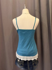 Teal Crochet Lace Applique Cami 3