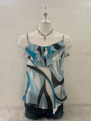Teal Green Patterned with Ruffle Cami 1