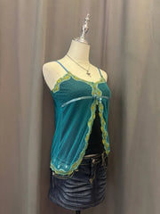 Teal Sheer Cami with Gold Details 2