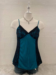 Teal with Black Lace Detail Cami 1