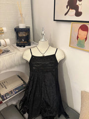Textured Patchwork Asymmetrical Black Cami 1