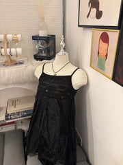 Textured Patchwork Asymmetrical Black Cami 2